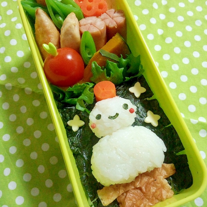 簡単キャラ弁☆鏡もちのお弁当♪